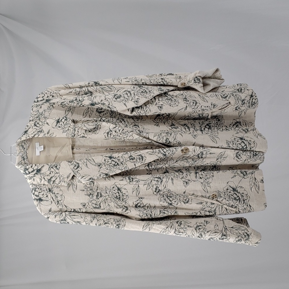 J. Jill Cream Floral Linen Blazer
